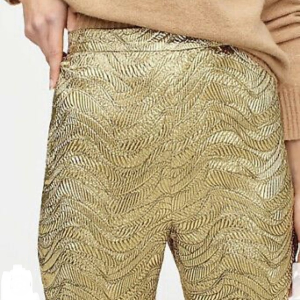 J CREW COLLECTION Women’s Gold High Rise Cigarette Pant In Metallic Leaf 4